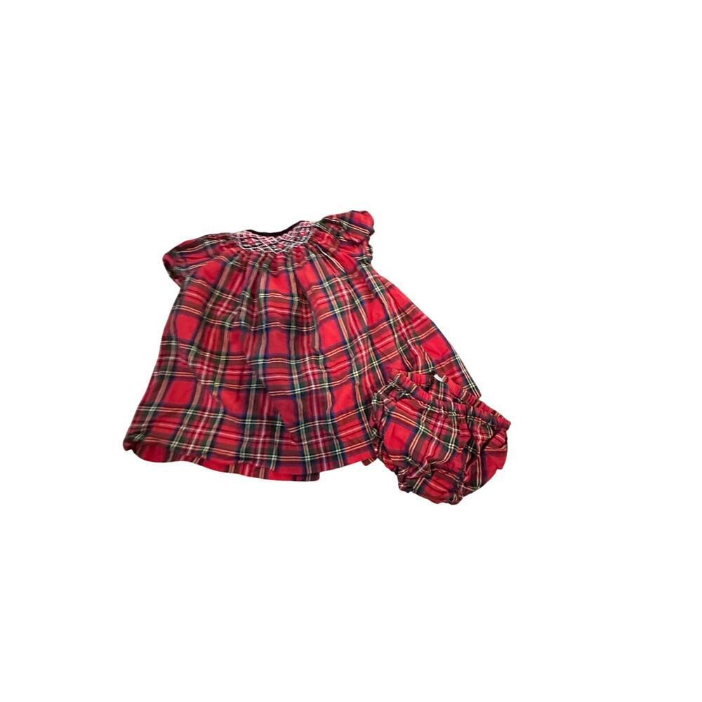 Edgehill Collection Baby Girl Red Smocked Holiday A-Line Dress Size 3Months